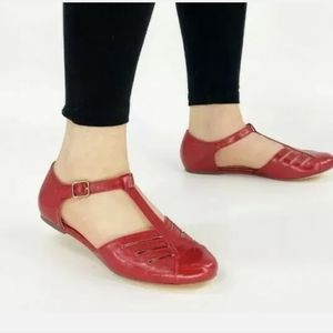 B.A.I.T. Red T-Strap Flats But Another Innocent Tale Woman's 10 Retro Style NEW